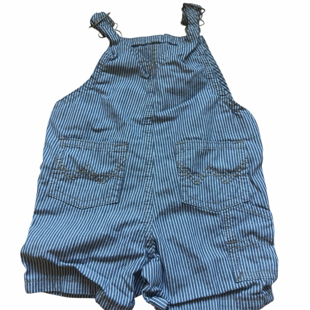 Wrangler Baby Overalls 12M Striped Shortalls 100% Cotton Casual Western Summer - Picture 5 of 6
